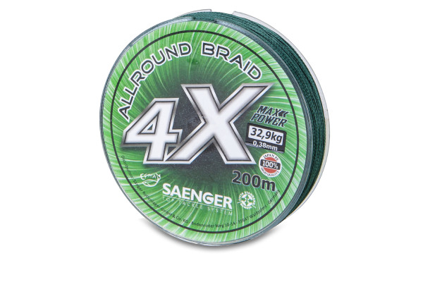 Saenger šňůra 4 X Allround Braid 200 m 0,38 mm zelená