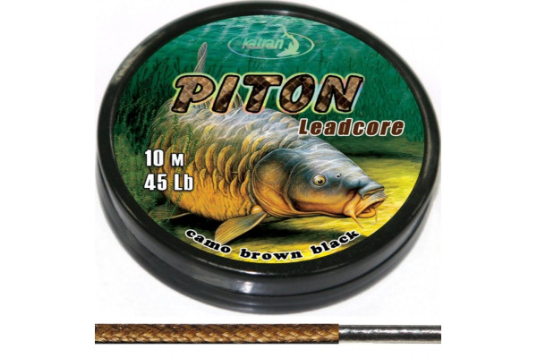 Katran Šňůra s olověným jádrem Lead core PITON camo brown black 45lb 10m