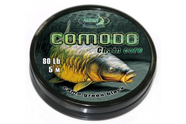 Katran Šňůra s řetízkovým jádrem COMODO camo green black 80lb 5m