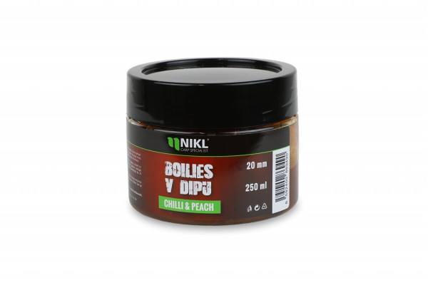 Nikl Boilies v dipu Chilli & Peach - 24mm, 250g