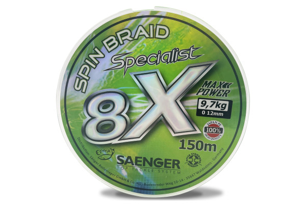 Saenger šňůra 8 X Specialist Spin Braid 150 m 0,10 mm zelená