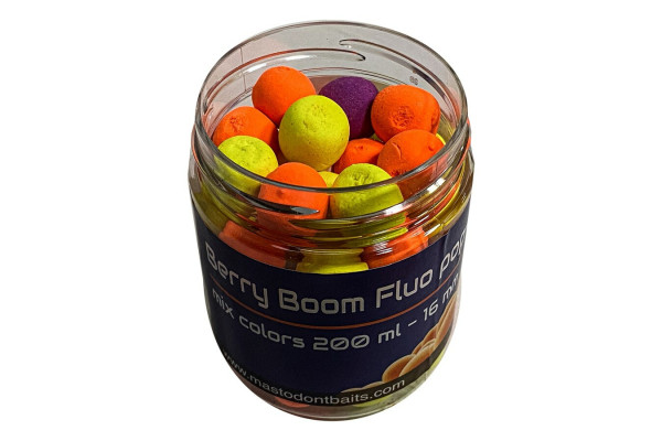 Mastodont Baits Fluo Pop-Up Boilies Berry Boom 16mm 200ml