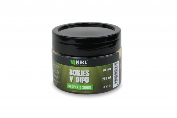 Nikl Boilies v dipu Scopex & Squid - 24mm, 250g